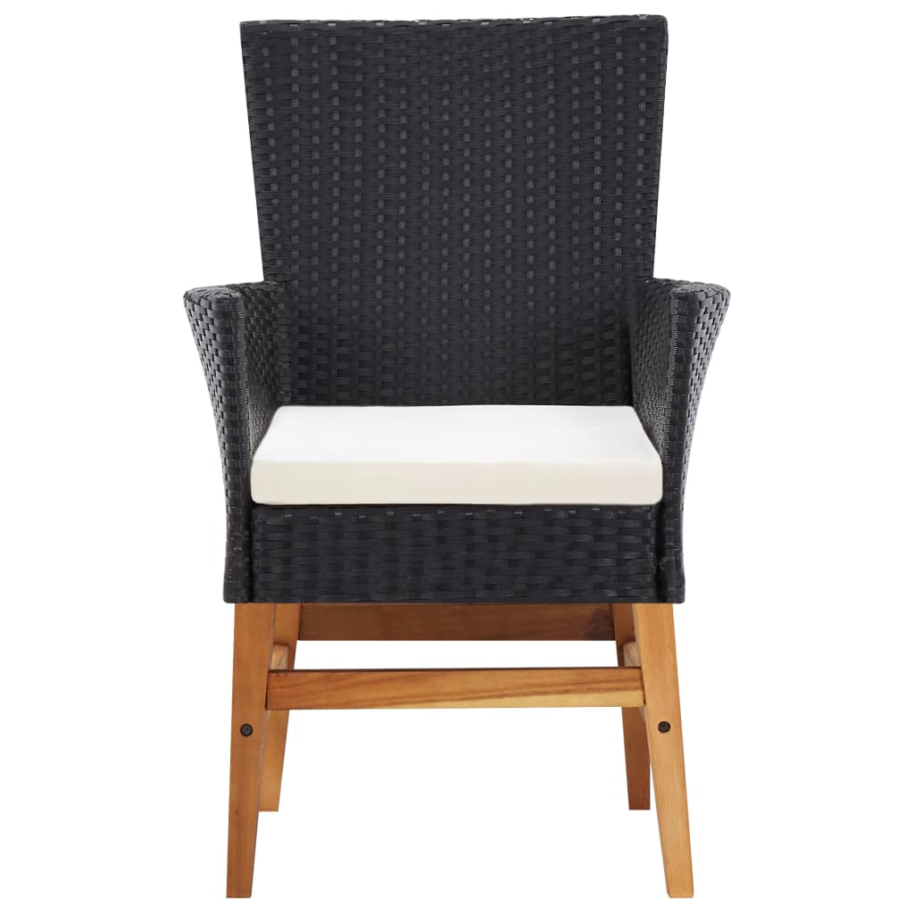 vidaXL 7 Piece Outdoor Dining Set Poly Rattan and Acacia Wood Black