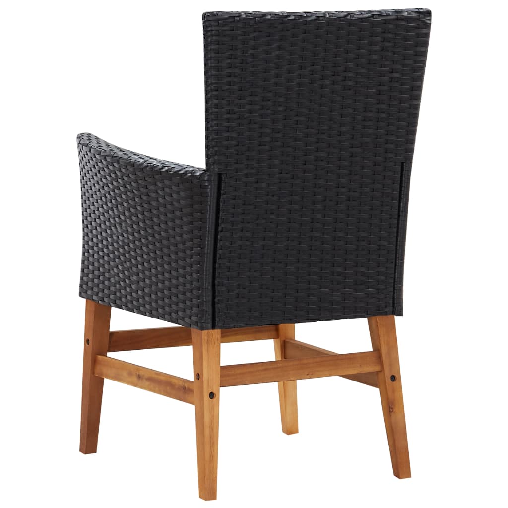 vidaXL 7 Piece Outdoor Dining Set Poly Rattan and Acacia Wood Black