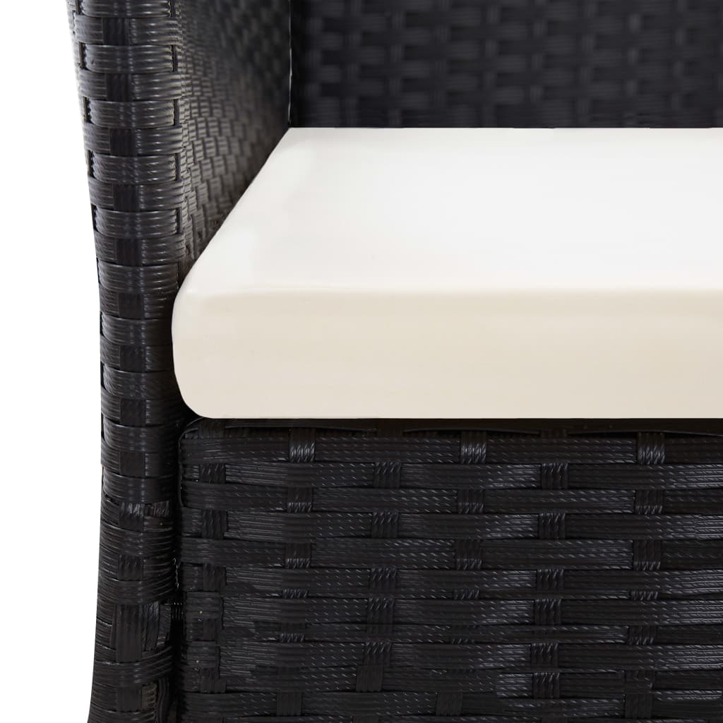 vidaXL 7 Piece Outdoor Dining Set Poly Rattan and Acacia Wood Black