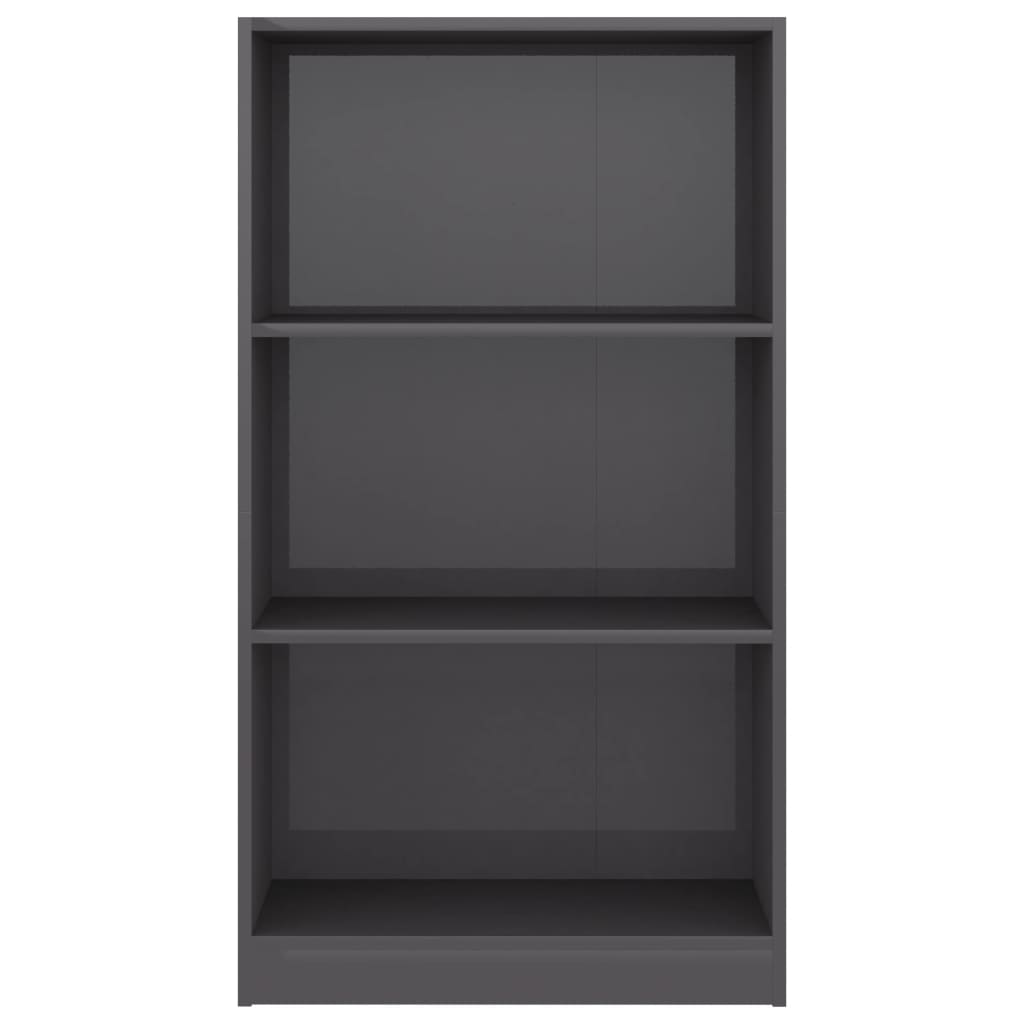 vidaXL 3-Tier Book Cabinet High Gloss Grey 60x24x109 Engineered Wood