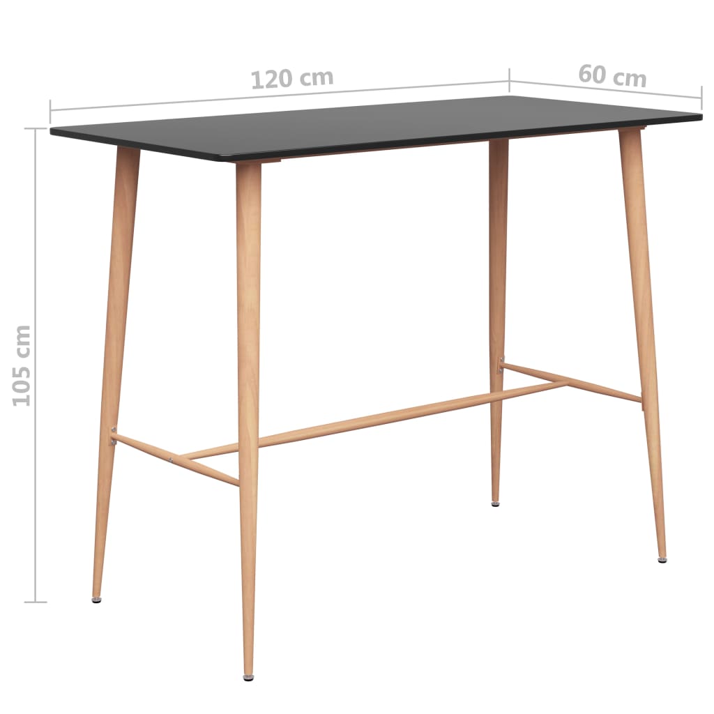 vidaXL Bar Table Black 120x60x105 cm