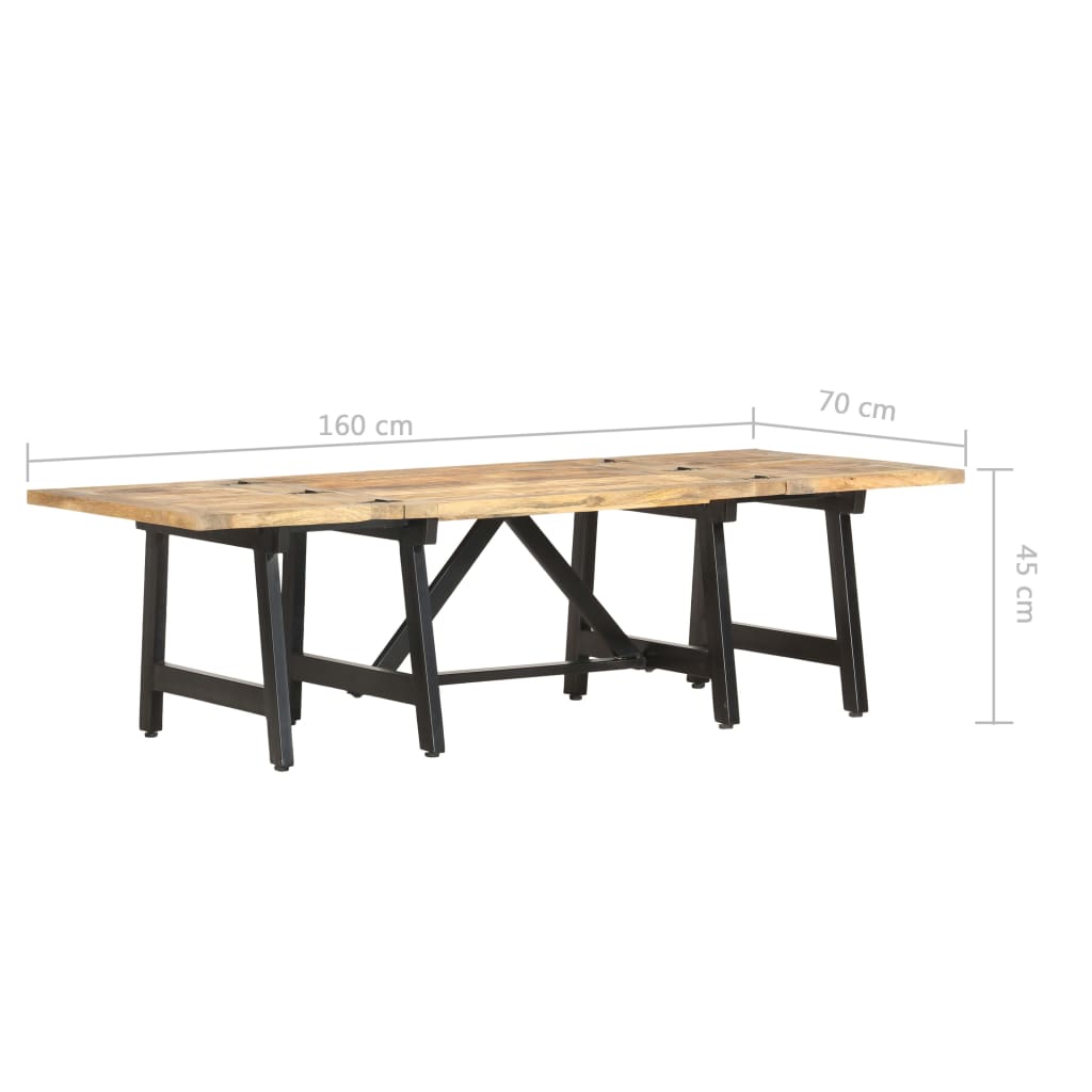 vidaXL Extendable Coffee Table 160x70x45 cm Solid Mango Wood