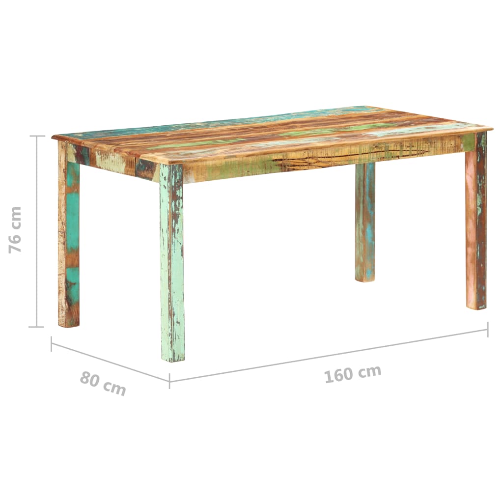 vidaXL Dining Table Solid Reclaimed Wood 160x80x76 cm