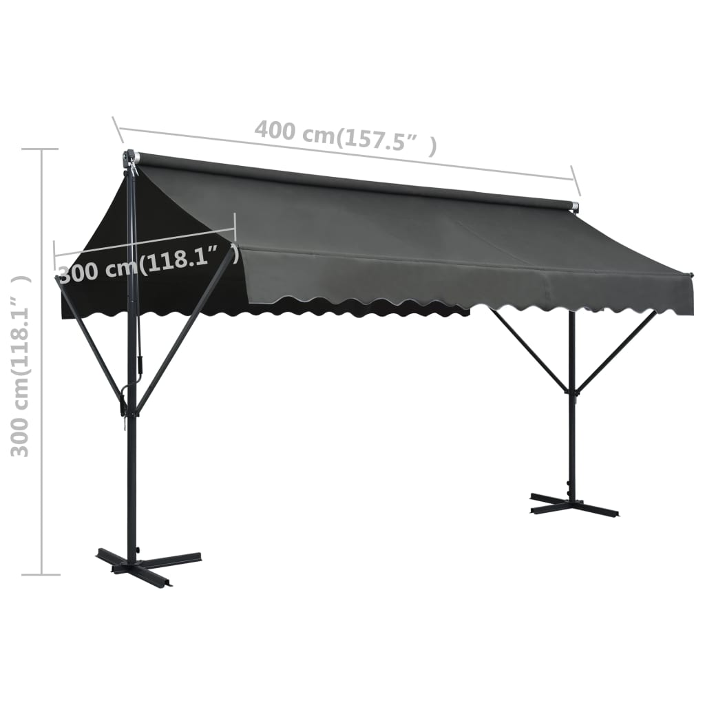vidaXL Free Standing Awning 400x300 cm Anthracite