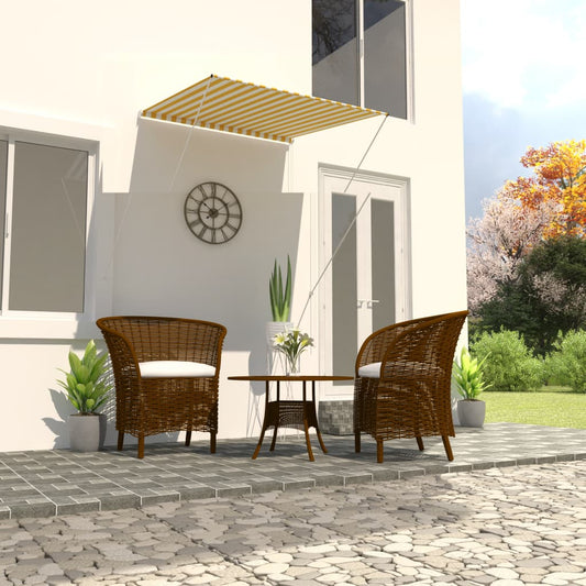 vidaXL Retractable Awning 100x150 cm Yellow and White