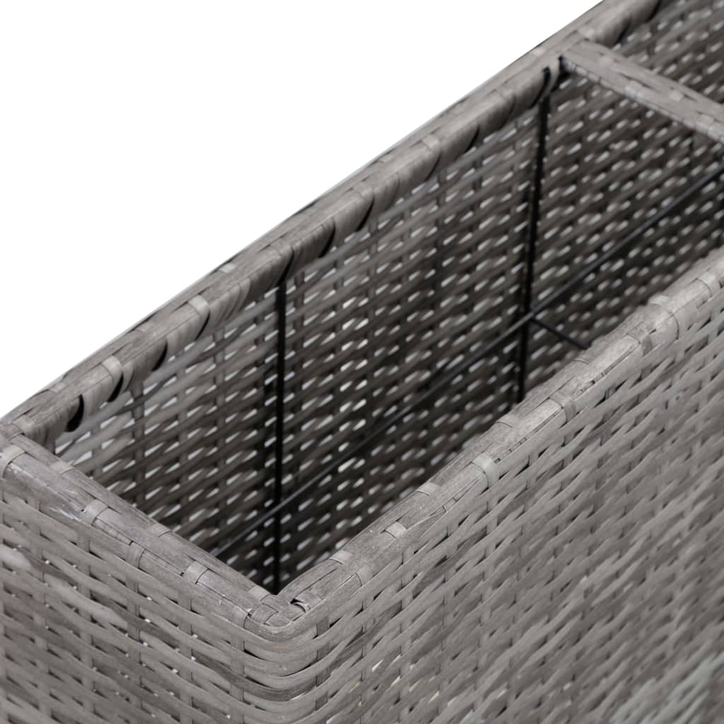 vidaXL Garden Raised Bed with 2 Pots 90x20x40 cm Poly Rattan Grey