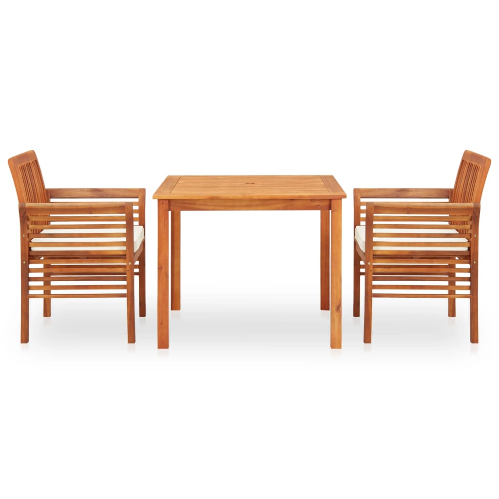 vidaXL 3 Piece Outdoor Dining Set with Cushions Solid Wood Acacia