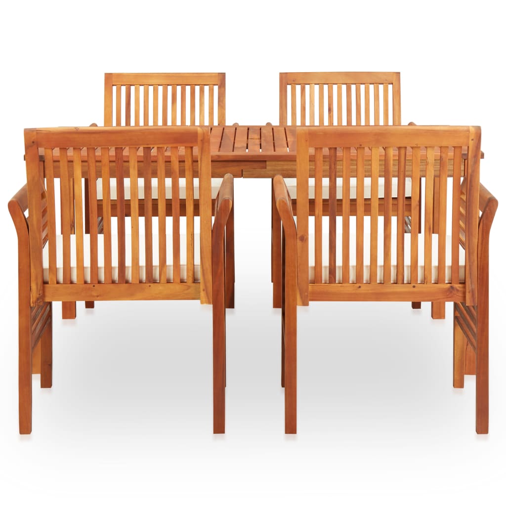 vidaXL 5 Piece Outdoor Dining Set with Cushions Solid Wood Acacia