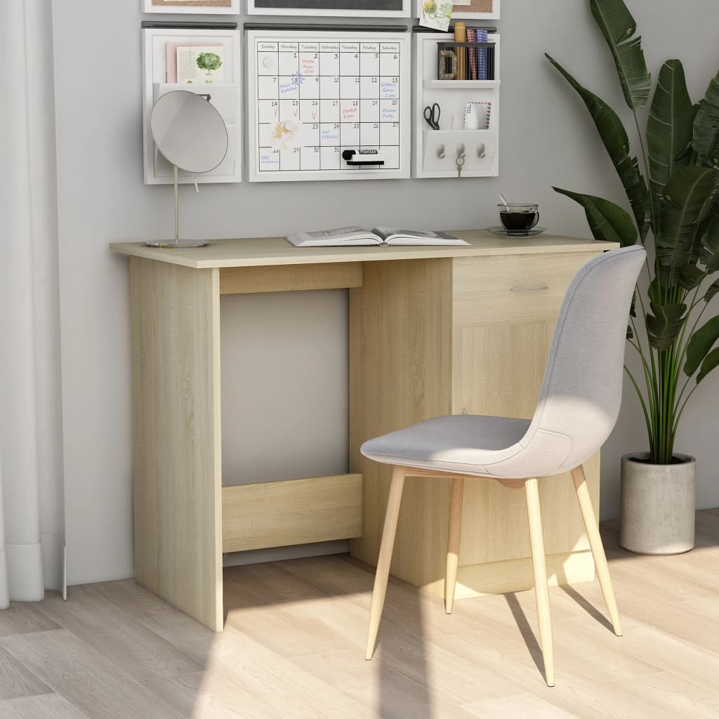 vidaXL Desk Sonoma Oak 100x50x76 cm Engineered Wood