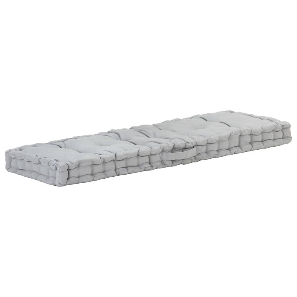 vidaXL Pallet Floor Cushion Cotton 120x40x7 cm Grey