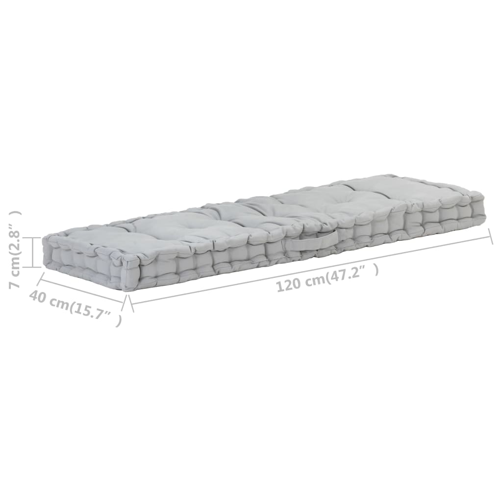 vidaXL Pallet Floor Cushion Cotton 120x40x7 cm Grey