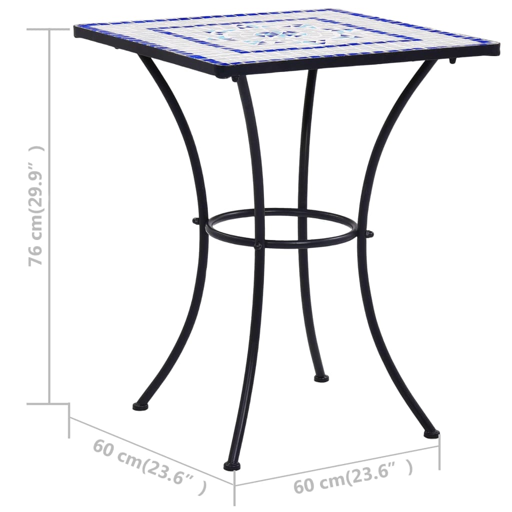 vidaXL 3 Piece Mosaic Bistro Set Ceramic Tile Blue and White