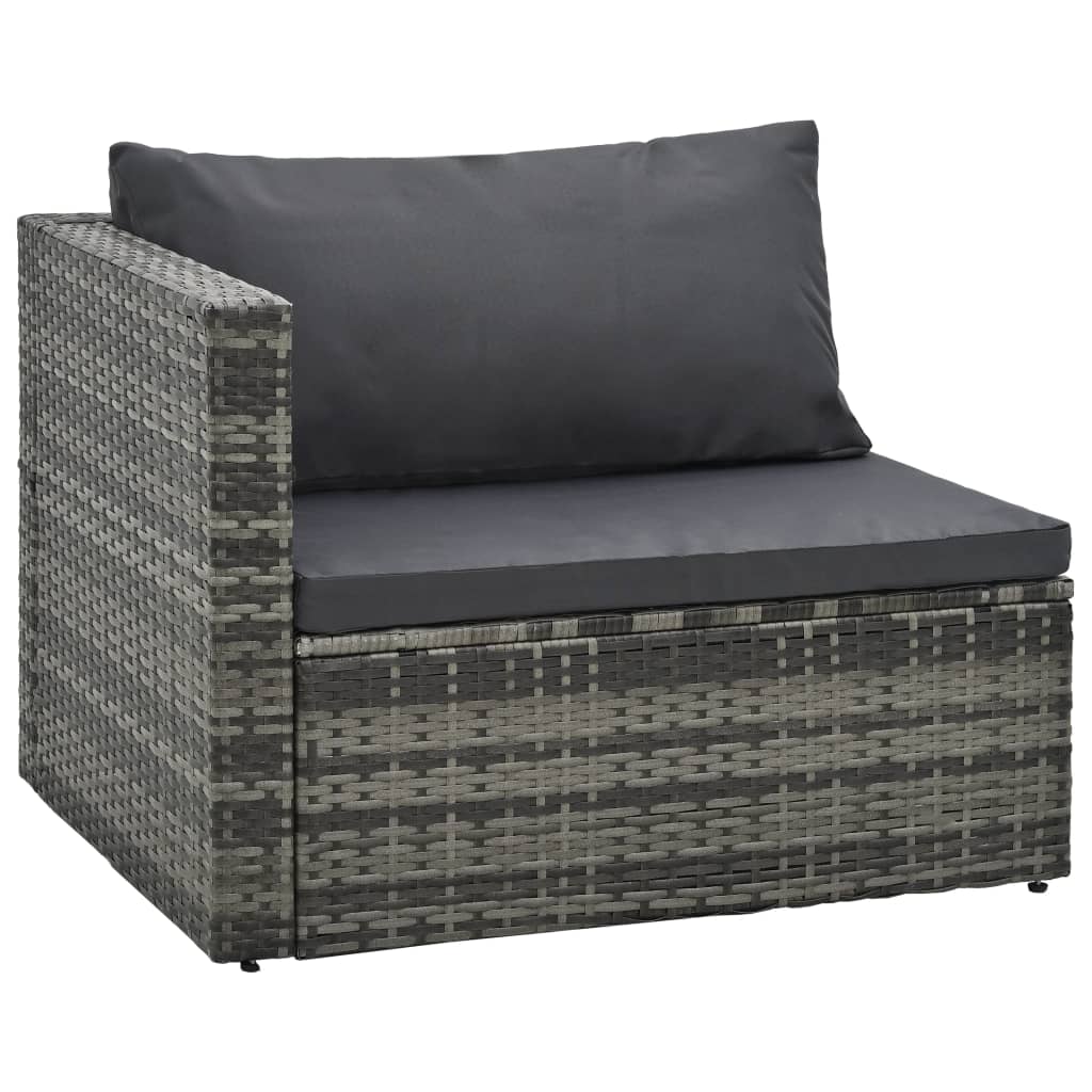 vidaXL 5 Piece Garden Lounge Set with Cushions Poly Rattan Grey