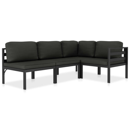 vidaXL 4 Piece Garden Lounge Set with Cushions Aluminium Anthracite