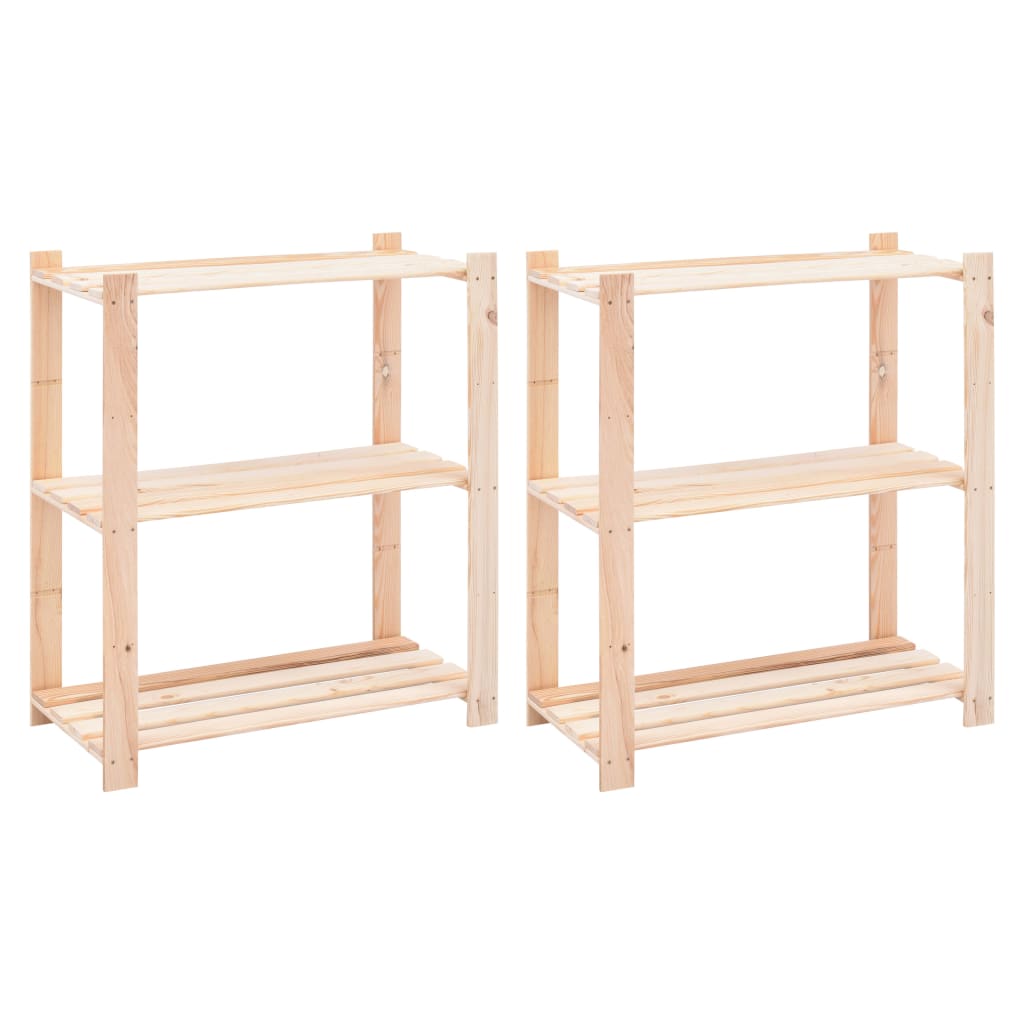 vidaXL 3-Tier Storage Racks 2 pcs 80x38x90 cm Solid Wood Pine 150 kg