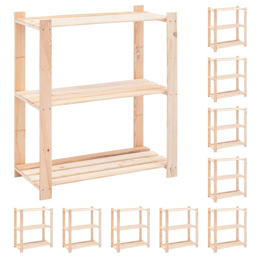 vidaXL 3-Tier Storage Racks 10 pcs 80x38x90 cm Solid Wood Pine 150 kg