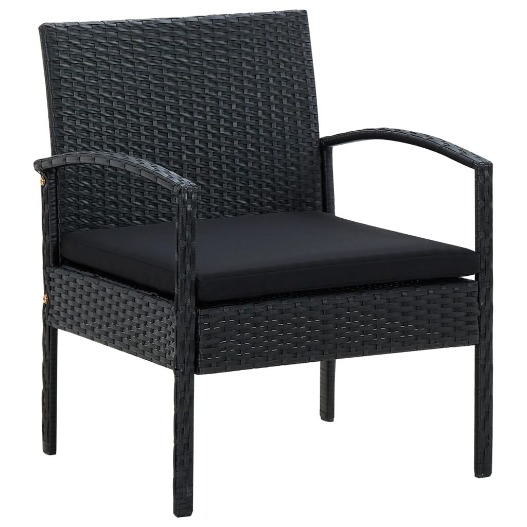 vidaXL Garden Chair with Cushion Poly Rattan Black