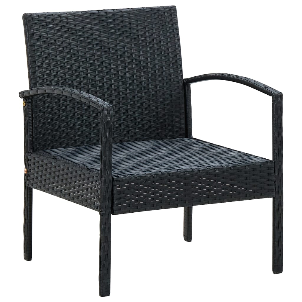 vidaXL Garden Chair with Cushion Poly Rattan Black