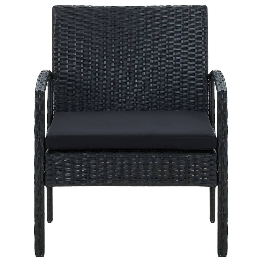 vidaXL Garden Chair with Cushion Poly Rattan Black