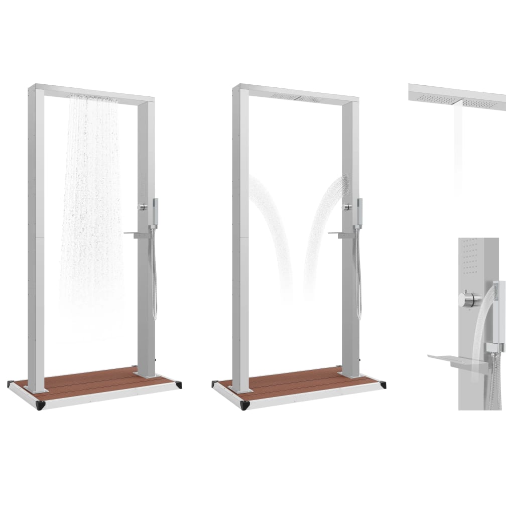 vidaXL Outdoor Shower with Tray WPC Stainless Steel