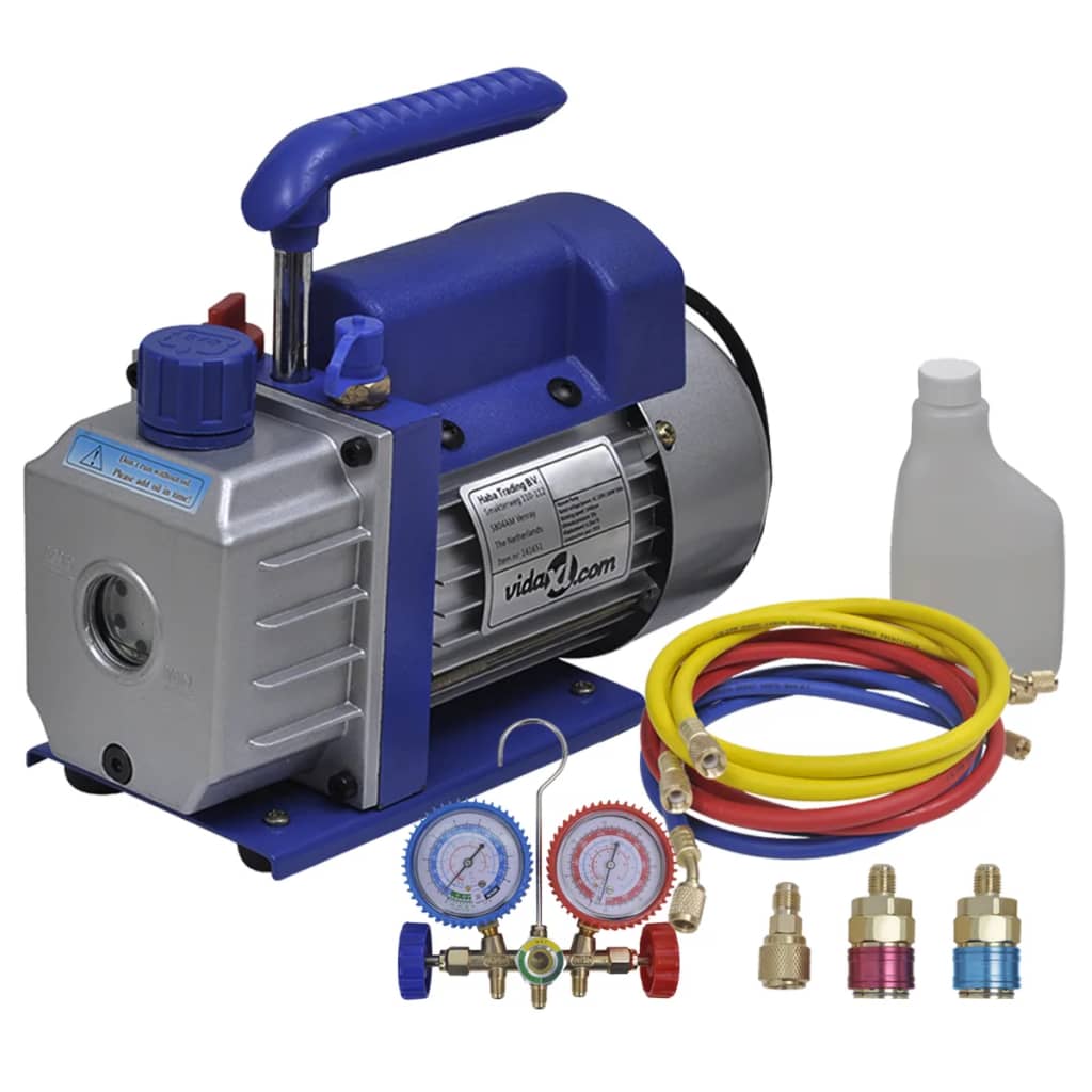 vidaXL Single Stage Vacuum Pump with 2-Way Manifold Gauge Set