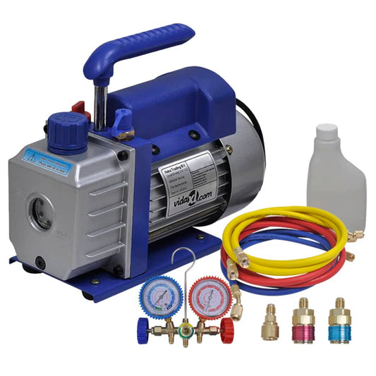vidaXL Single Stage Vacuum Pump with 2-Way Manifold Gauge Set