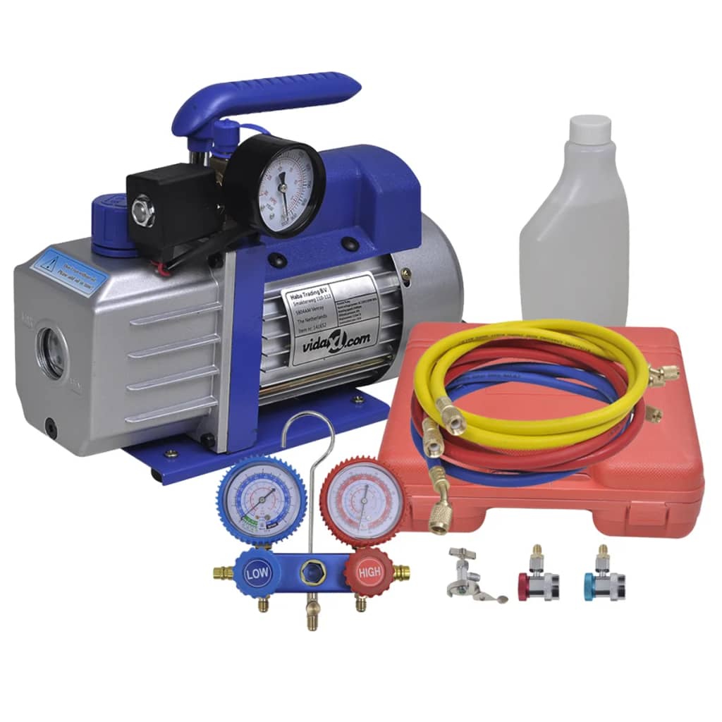 vidaXL Single Stage Vacuum Pump with 2-Way Manifold Gauge Set