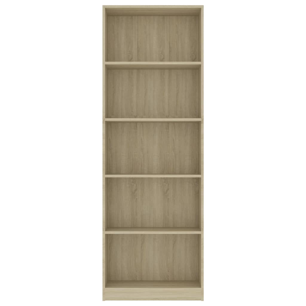 vidaXL 5-Tier Book Cabinet Sonoma Oak 60x24x175 cm Engineered Wood
