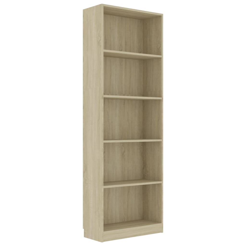 vidaXL 5-Tier Book Cabinet Sonoma Oak 60x24x175 cm Engineered Wood