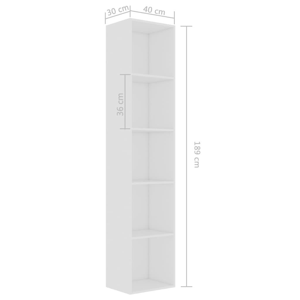 vidaXL Book Cabinet White 40x30x189 cm Engineered Wood