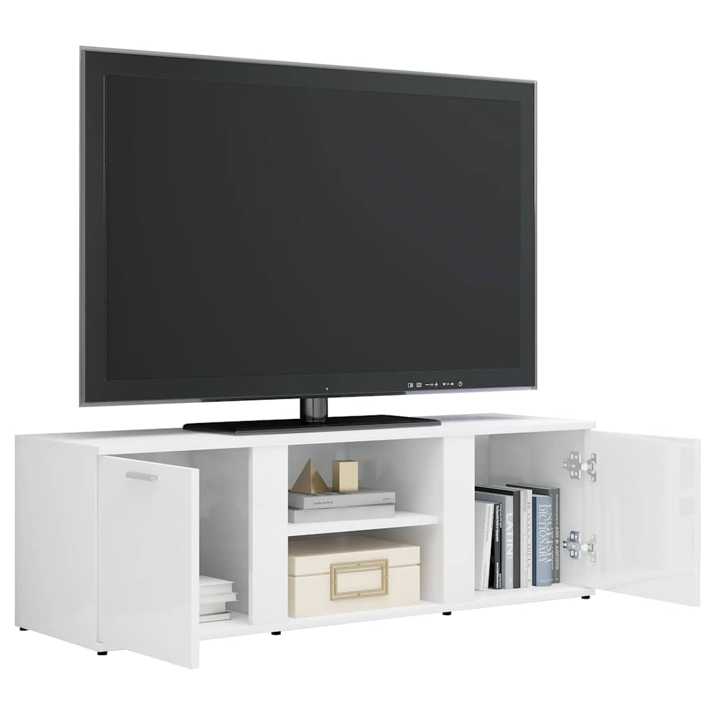 vidaXL TV Cabinet High Gloss White 120x34x37 cm Engineered Wood