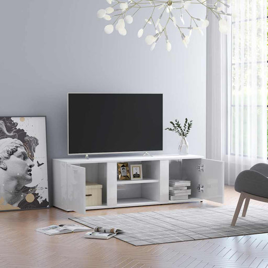 vidaXL TV Cabinet High Gloss White 120x34x37 cm Engineered Wood
