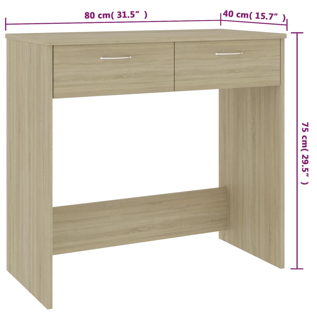vidaXL Desk Sonoma Oak 80x40x75 cm Engineered Wood