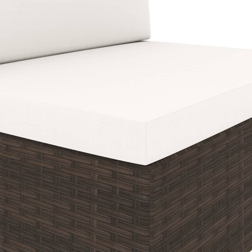 vidaXL Sectional Corner Sofa with Left Armrest Poly Rattan Brown