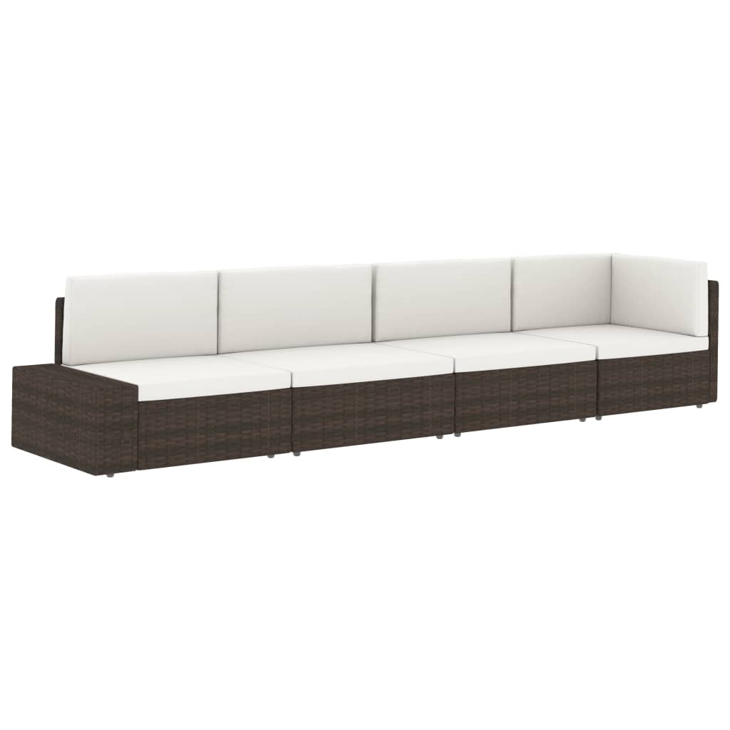 vidaXL Sectional Corner Sofa with Left Armrest Poly Rattan Brown