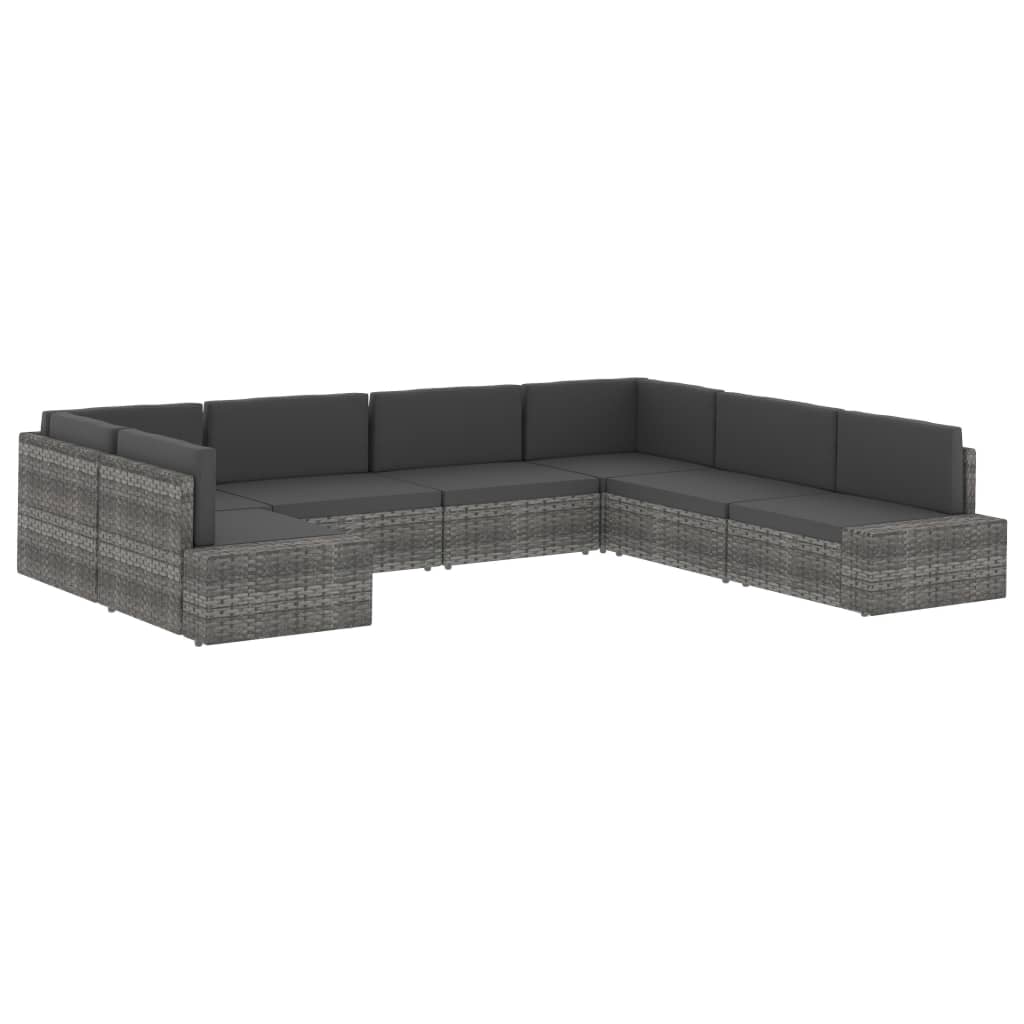 vidaXL Sectional Corner Sofa with Left Armrest Poly Rattan Brown