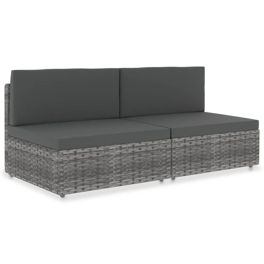 vidaXL Sectional Sofa 2-Seater Poly Rattan Grey