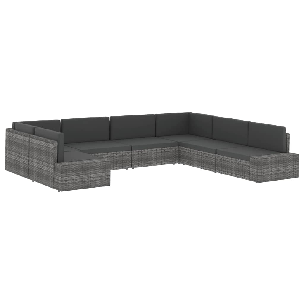vidaXL Sectional Sofa 2-Seater Poly Rattan Grey