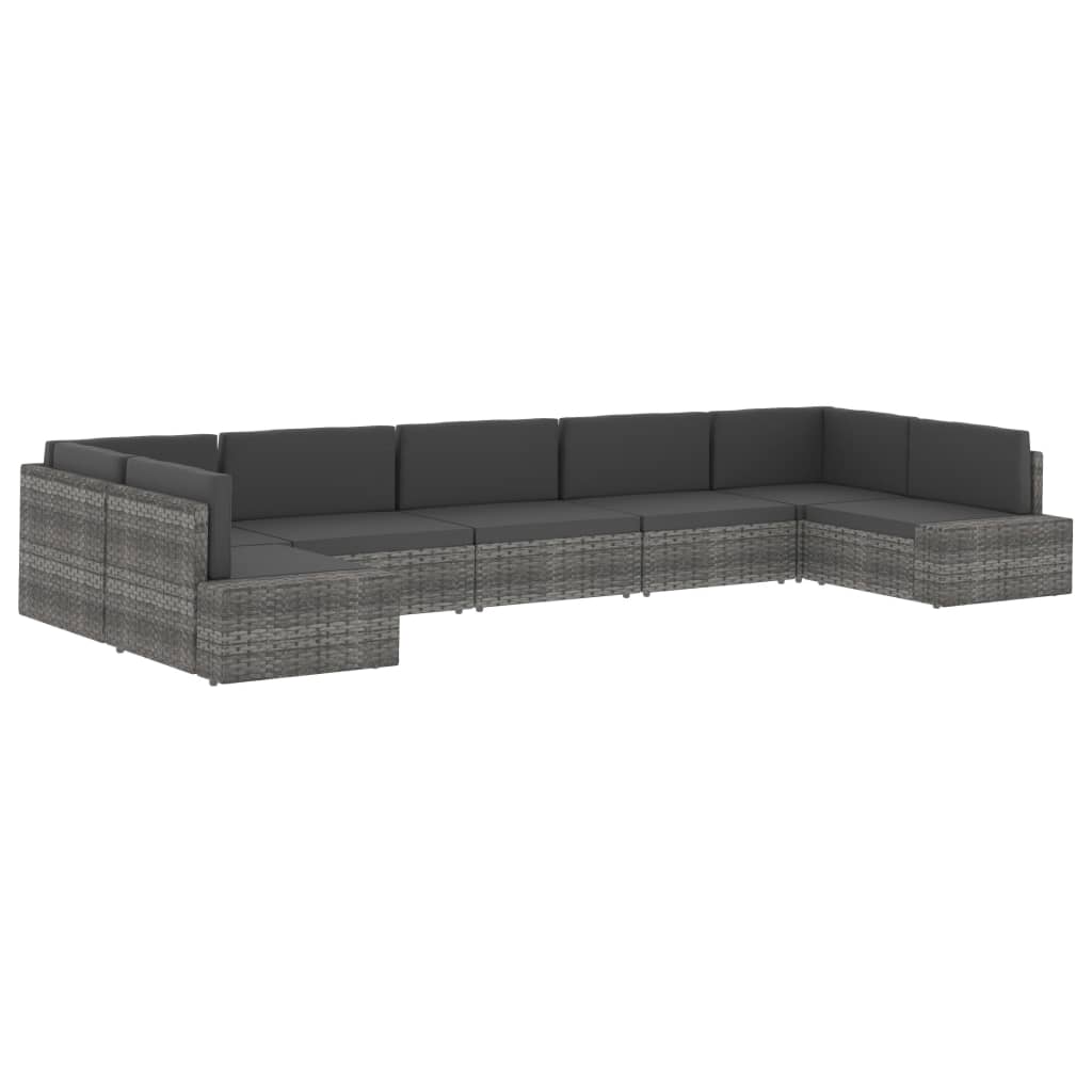 vidaXL Sectional Sofa 2-Seater Poly Rattan Grey