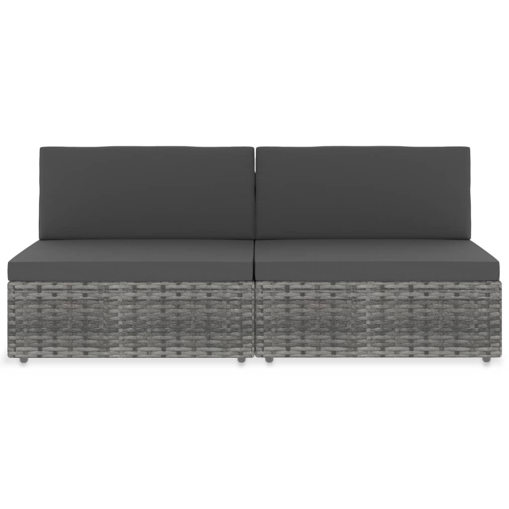vidaXL Sectional Sofa 2-Seater Poly Rattan Grey