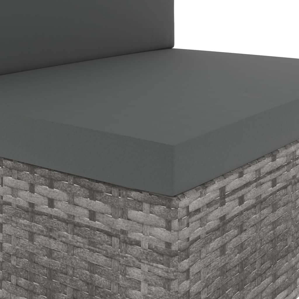 vidaXL Sectional Sofa 2-Seater Poly Rattan Grey