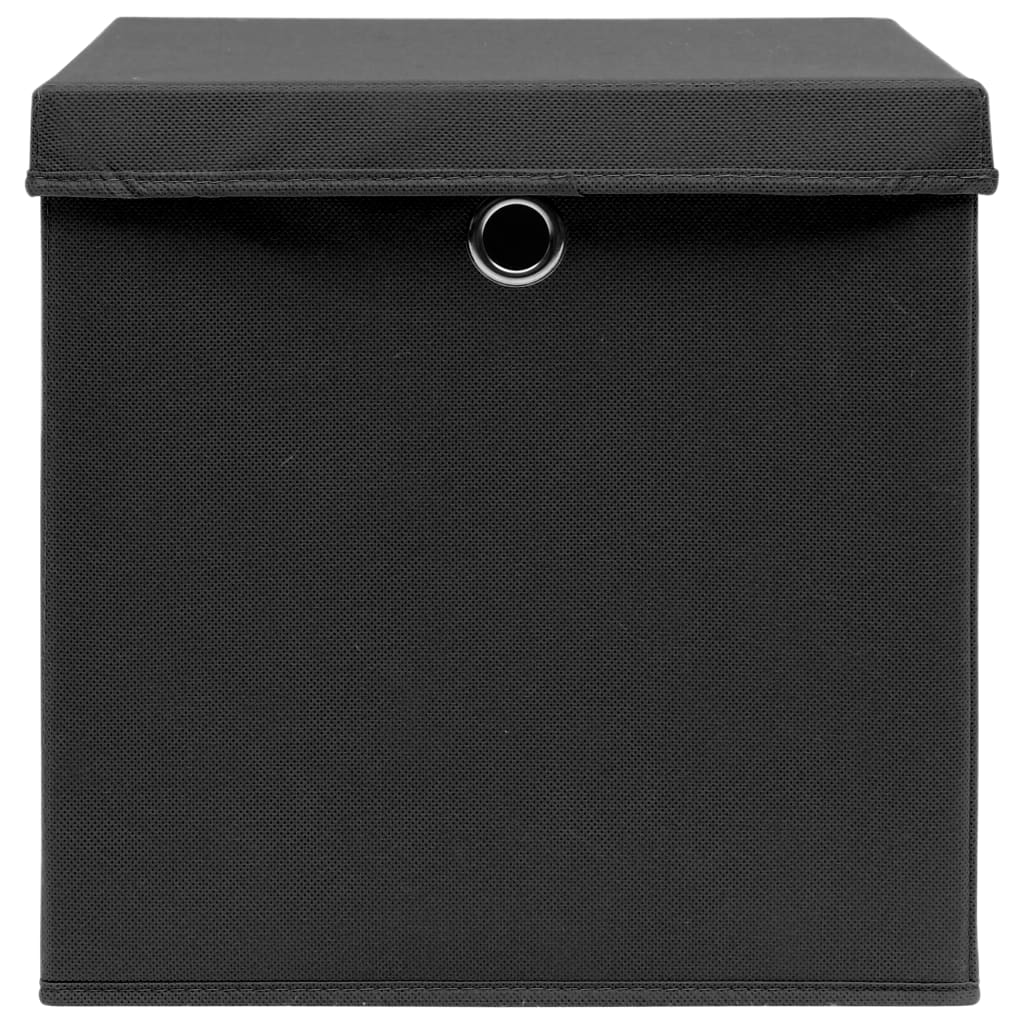 vidaXL Storage Boxes with Lids 10 pcs Black 32x32x32 cm Fabric