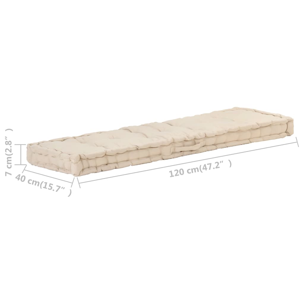 vidaXL Pallet Floor Cushions 2 pcs Cotton Beige
