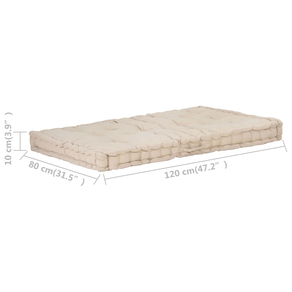 vidaXL Pallet Floor Cushions 2 pcs Cotton Beige