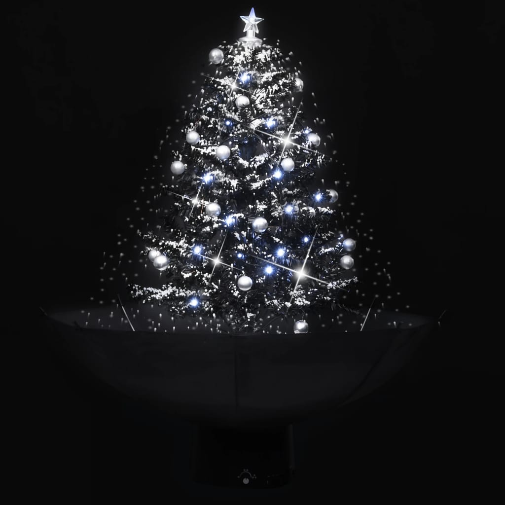 vidaXL Snowing Christmas Tree with Umbrella Base Black 75 cm PVC