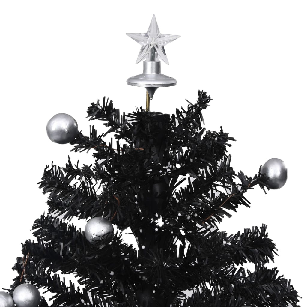 vidaXL Snowing Christmas Tree with Umbrella Base Black 75 cm PVC