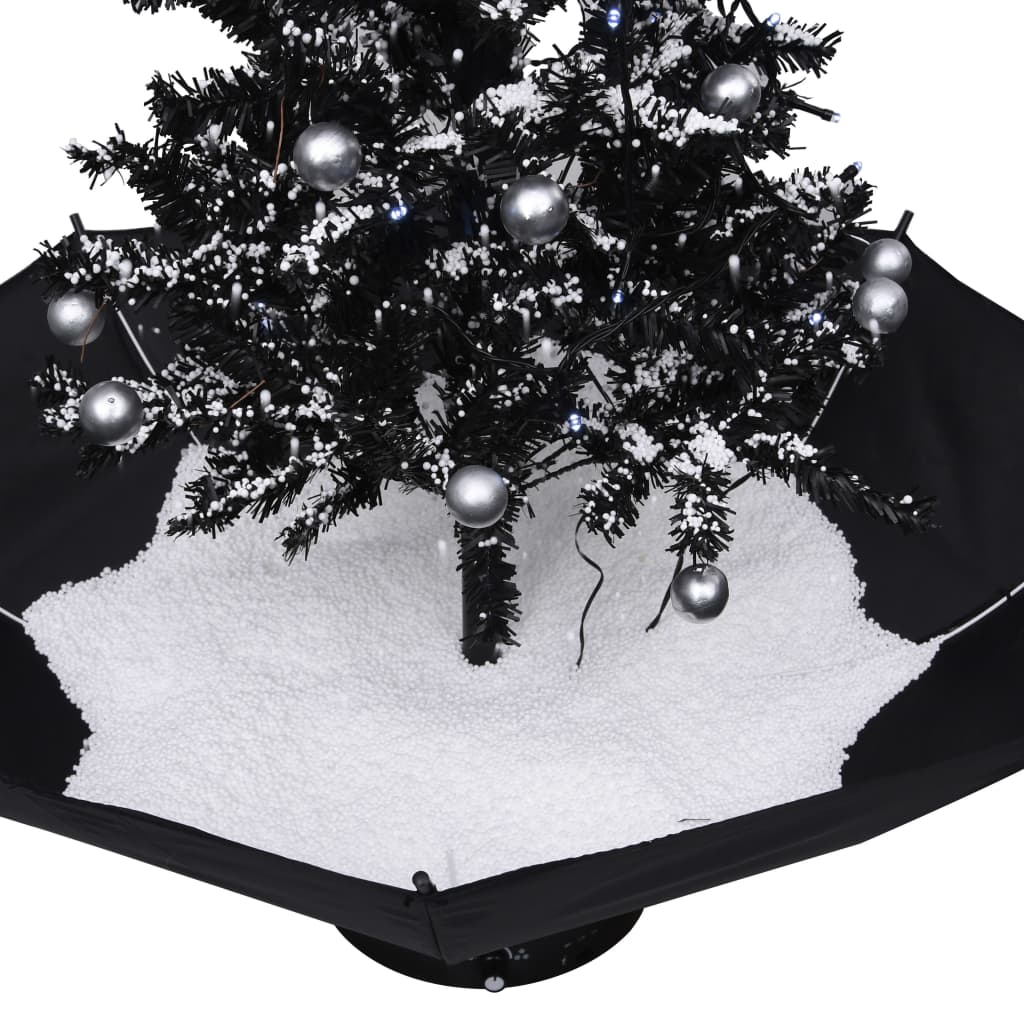 vidaXL Snowing Christmas Tree with Umbrella Base Black 75 cm PVC
