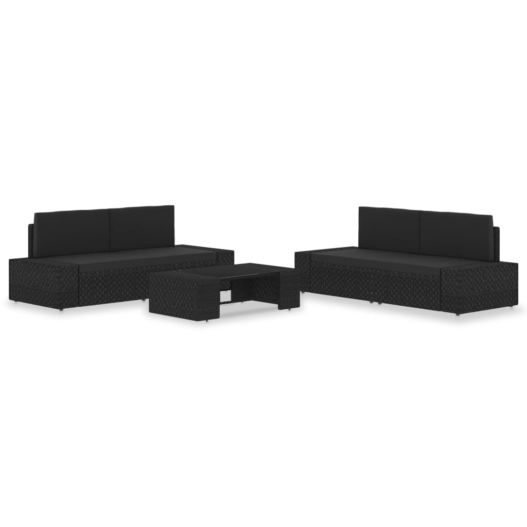 vidaXL 5 Piece Garden Lounge Set Poly Rattan Black