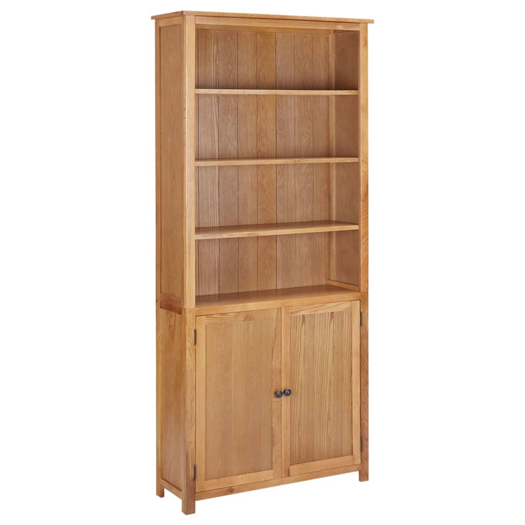 vidaXL Bookcase with 2 Doors 90x30x200 cm Solid Oak Wood