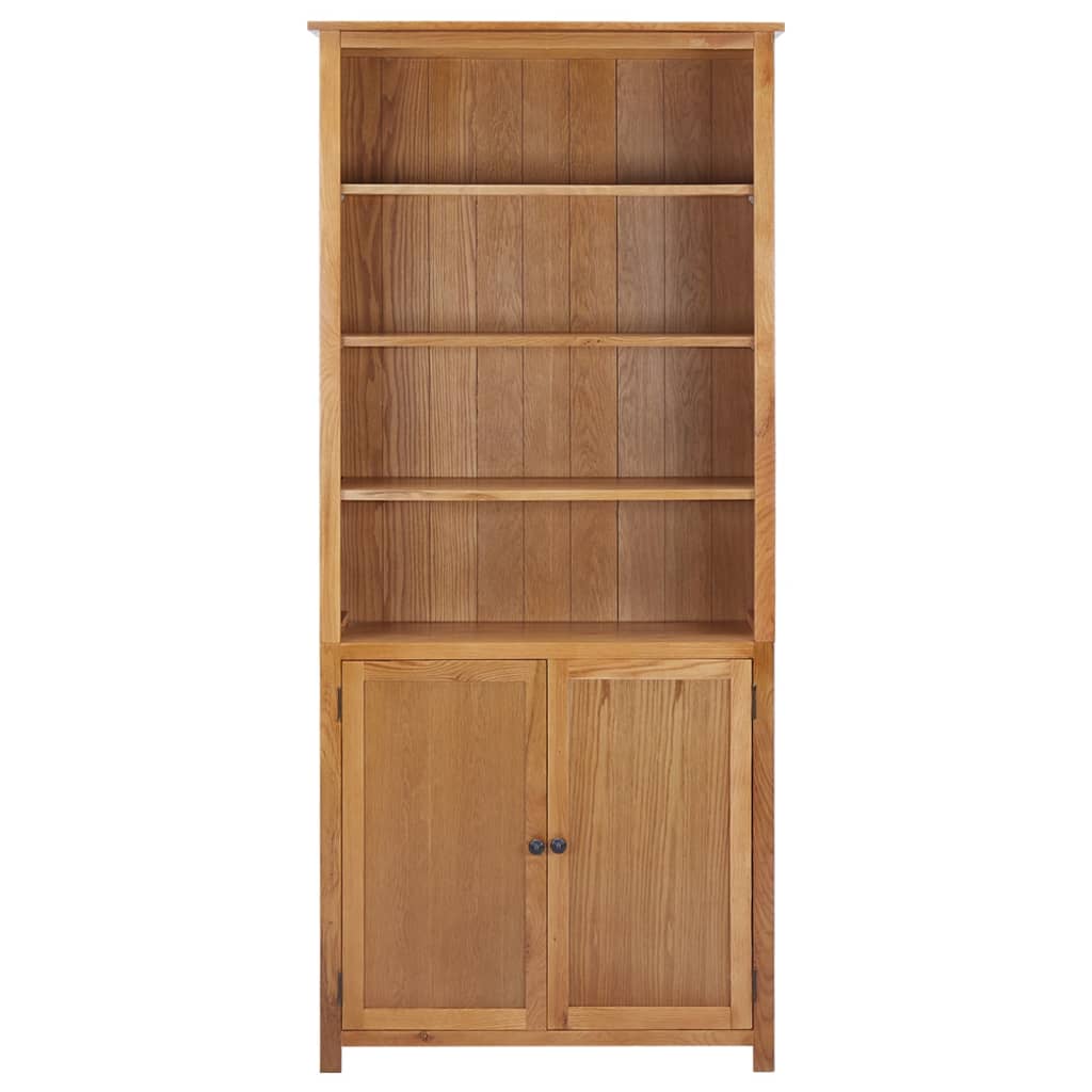 vidaXL Bookcase with 2 Doors 90x30x200 cm Solid Oak Wood